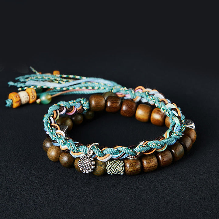 Braccialetto positivo fatto a mano Buddha Stones 925 Sterling Silver Sandalo verde Bodhi Seed