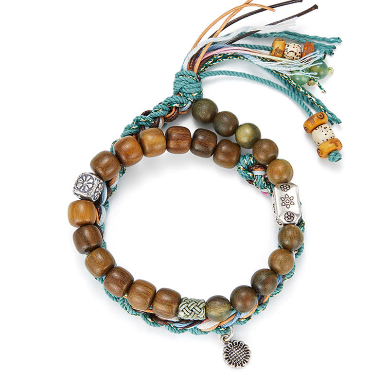 Braccialetto positivo fatto a mano Buddha Stones 925 Sterling Silver Sandalo verde Bodhi Seed