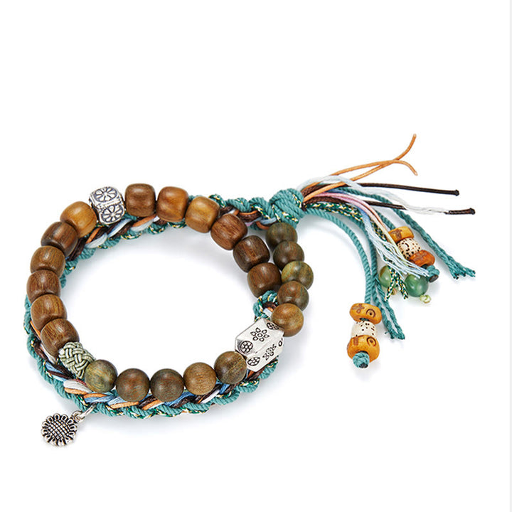 Braccialetto positivo fatto a mano Buddha Stones 925 Sterling Silver Sandalo verde Bodhi Seed
