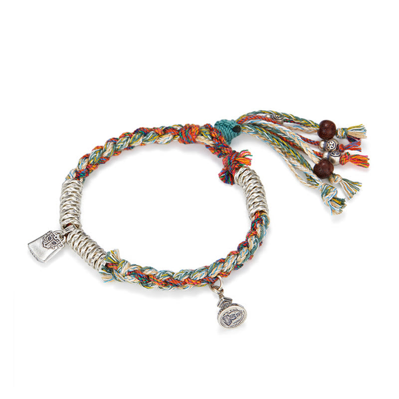 Braccialetto Buddha Stones in argento sterling 925 fatto a mano con protezione a più fili