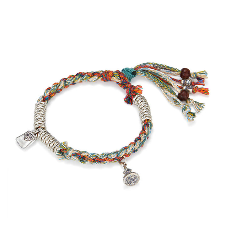 Braccialetto Buddha Stones in argento sterling 925 fatto a mano con protezione a più fili