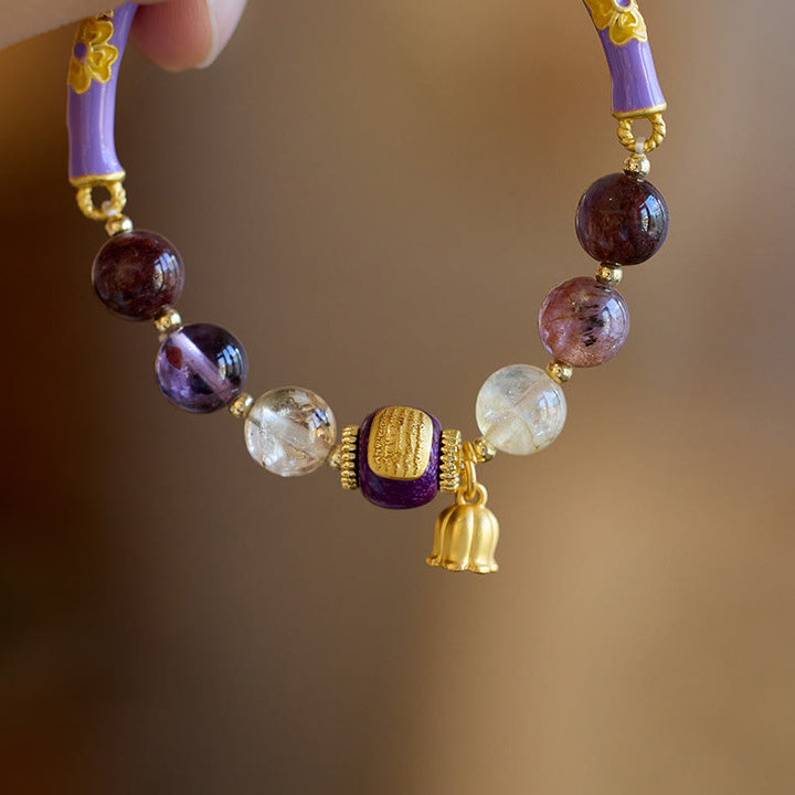 Buddha Stones Viola Fantasma Giada Viola Scrittura Citrino Amore Saggezza Braccialetto