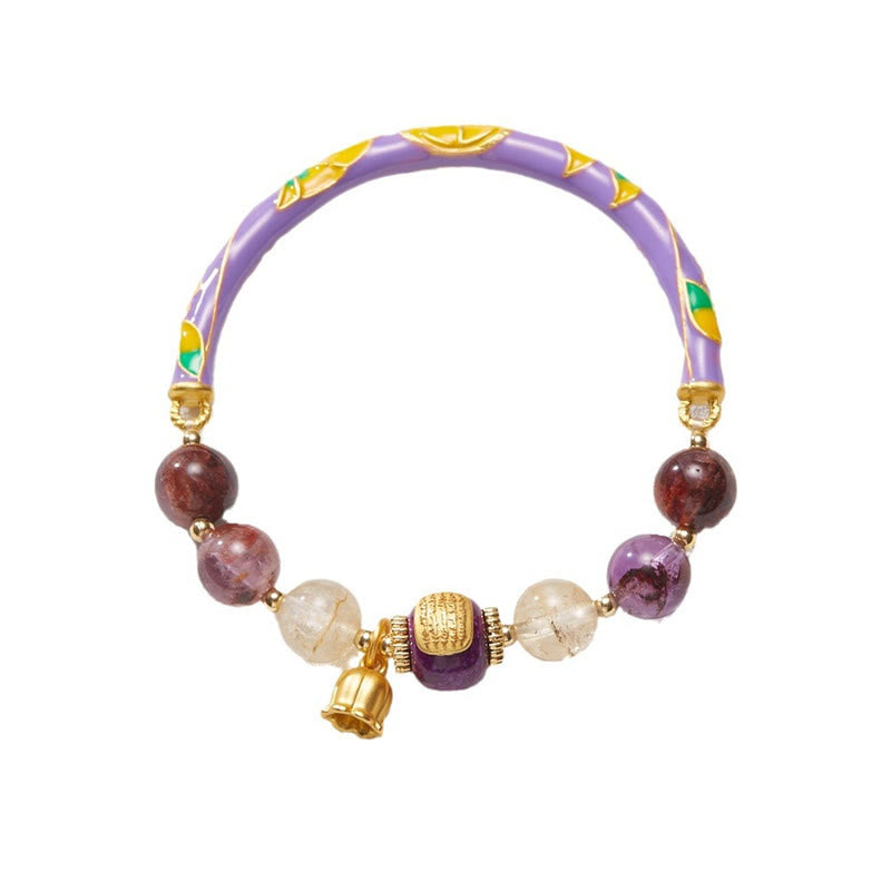 Buddha Stones Viola Fantasma Giada Viola Scrittura Citrino Amore Saggezza Braccialetto