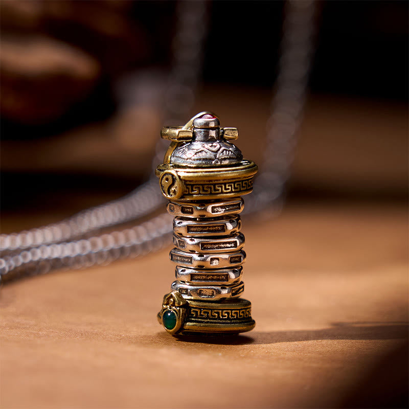 Buddha Stones Yin Yang Torre Rame Bilancia Collana Pendente Girevole - image 1