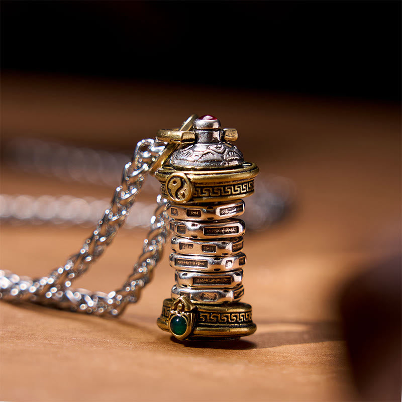 Buddha Stones Yin Yang Torre Rame Bilancia Collana Pendente Girevole - Collana Yin Yang - image 2