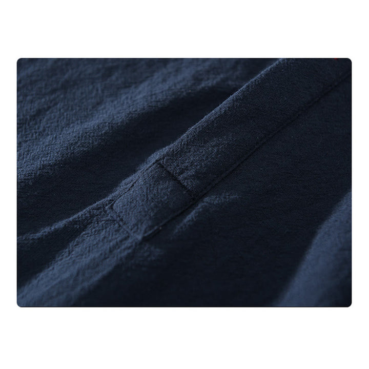 Buddha Stones corte con bottoni a tinta unita in cotone e lino, abbigliamento maschile - image 4