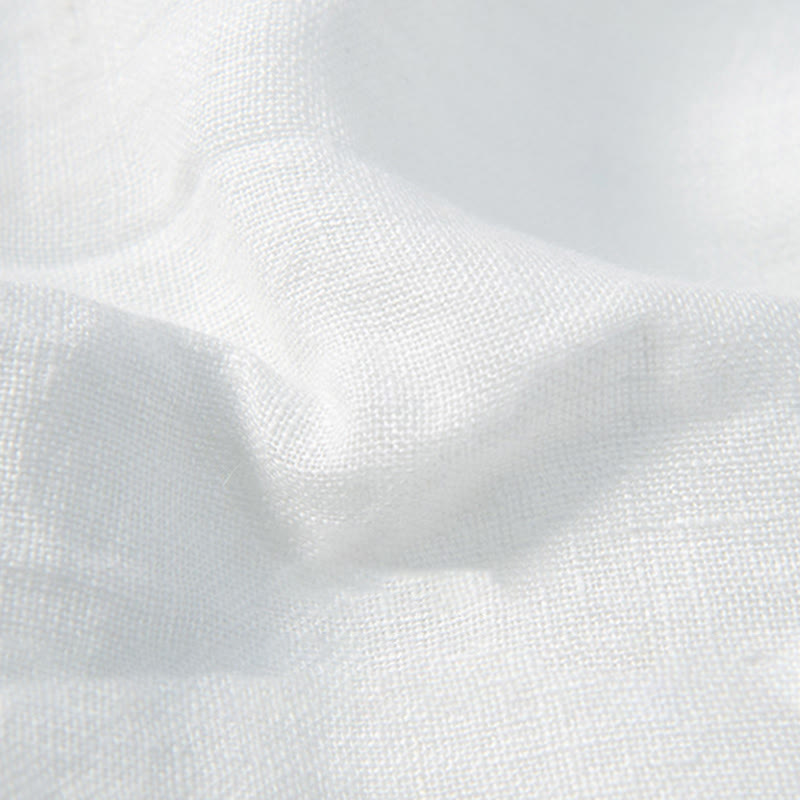 Camicia a maniche corte con bottoni a tinta unita Buddha Stones in cotone e lino per uomo - image 16