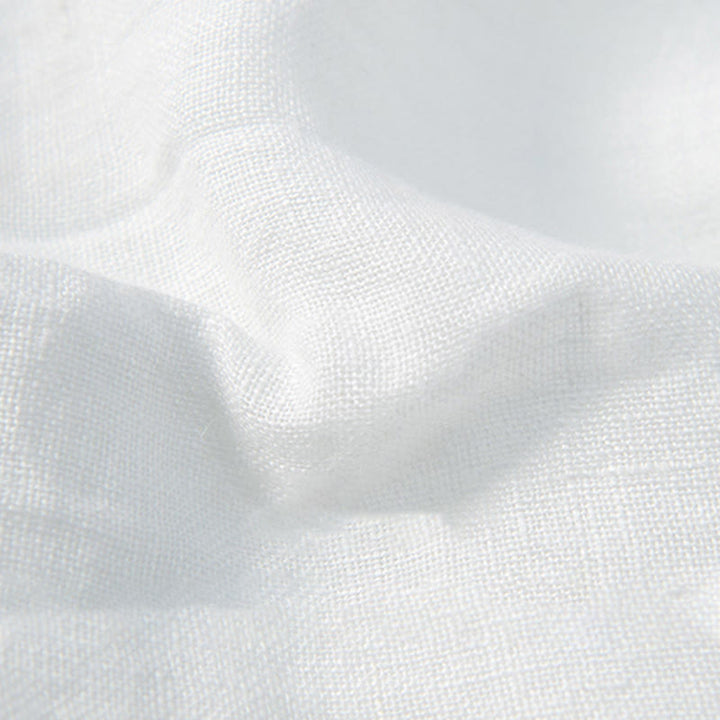 Camicia a maniche corte con bottoni a tinta unita Buddha Stones in cotone e lino per uomo - image 16