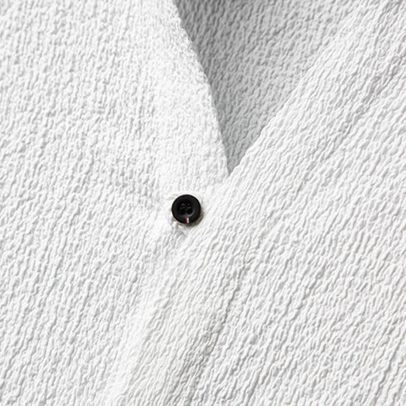 Set da uomo Buddha Stones 2 pezzi tinta unita con bottoni e pantaloni a mezza manica - image 5