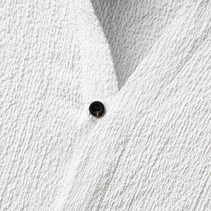 Set da uomo Buddha Stones 2 pezzi tinta unita con bottoni e pantaloni a mezza manica