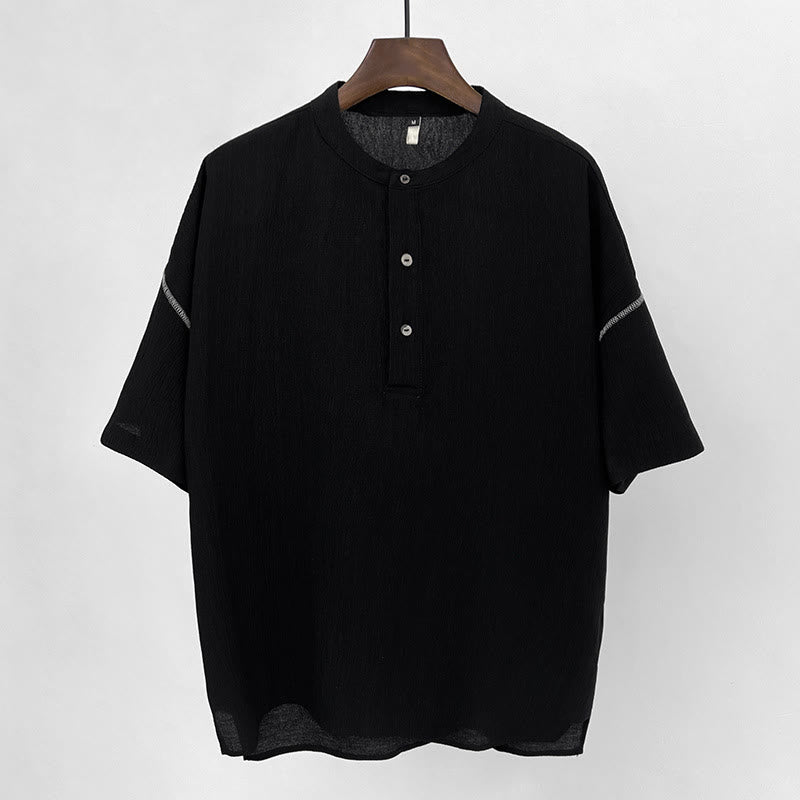 Camicia a maniche corte con bottoni Buddha Stones
