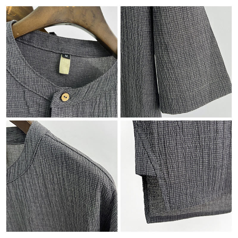 Camicia a maniche corte con bottoni Buddha Stones