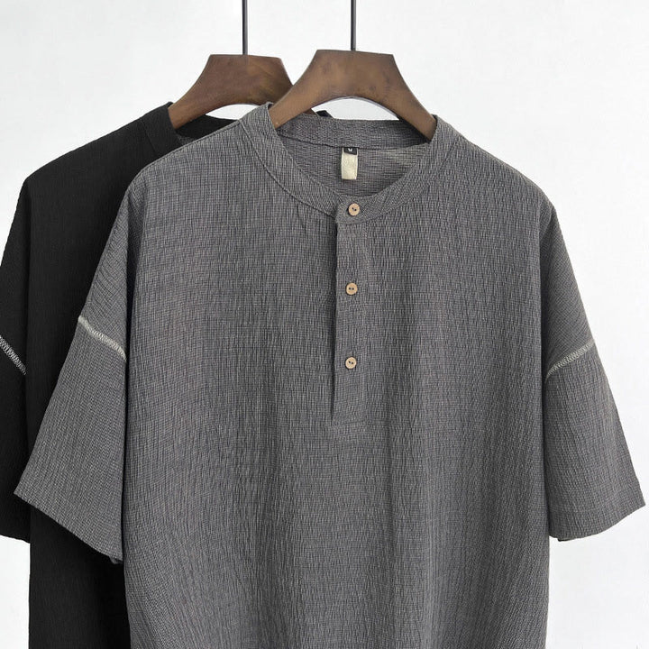 Camicia a maniche corte con bottoni Buddha Stones