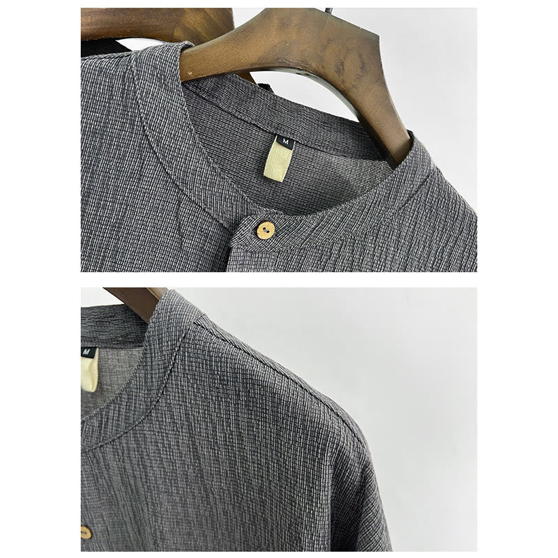 Camicia a maniche corte con bottoni Buddha Stones