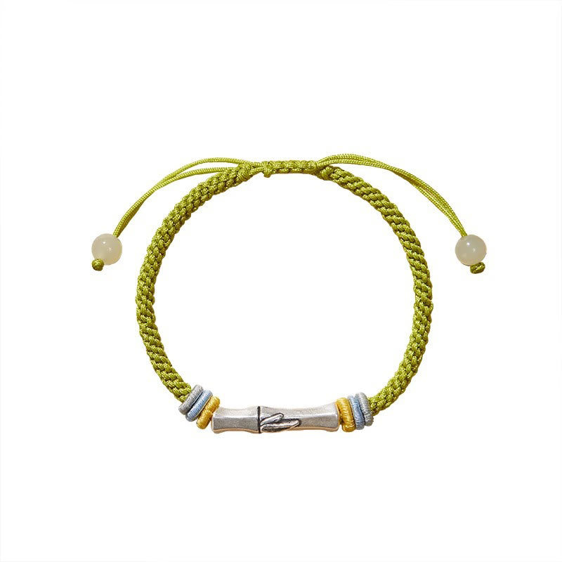 Bracciale Buddha Stones 999 Sterling Silver Red String Bamboo Enlightenment