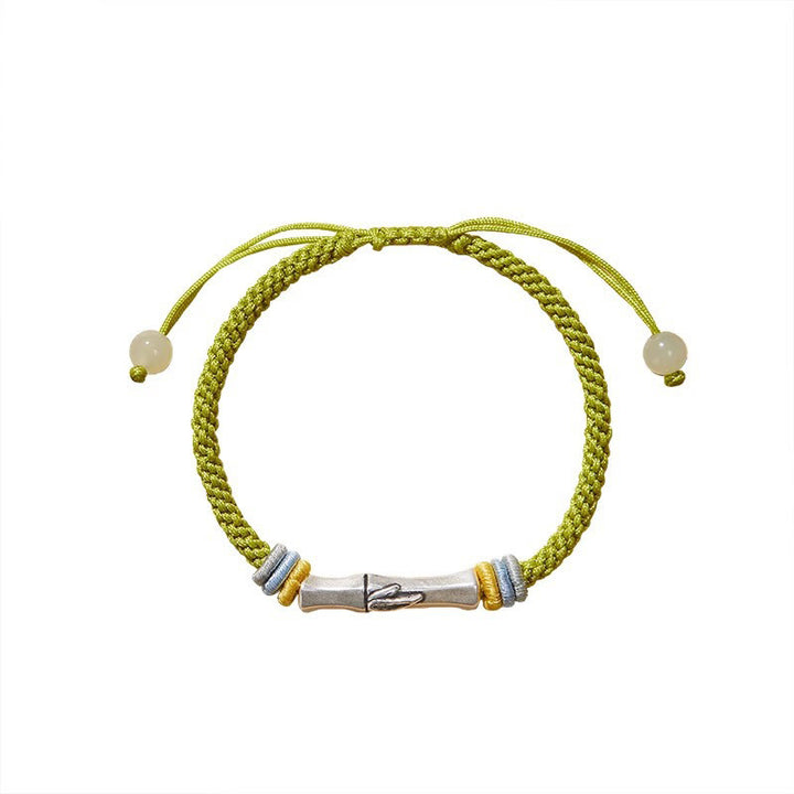 Bracciale Buddha Stones 999 Sterling Silver Red String Bamboo Enlightenment