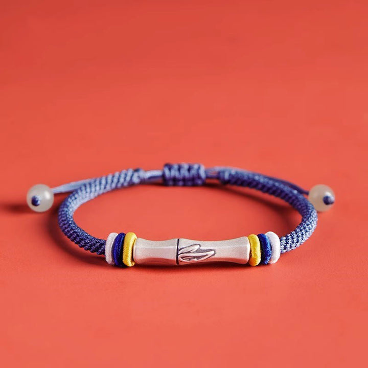 Bracciale Buddha Stones 999 Sterling Silver Red String Bamboo Enlightenment