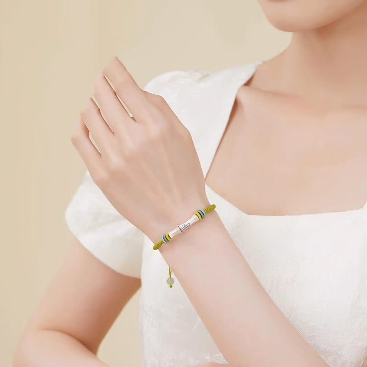 Bracciale Buddha Stones 999 Sterling Silver Red String Bamboo Enlightenment - image 4