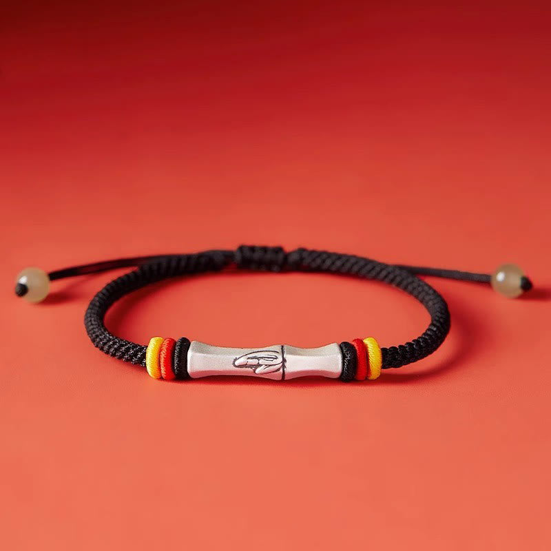 Bracciale Buddha Stones 999 Sterling Silver Red String Bamboo Enlightenment - Nero (circonferenza polso 14-21 cm) - image 15