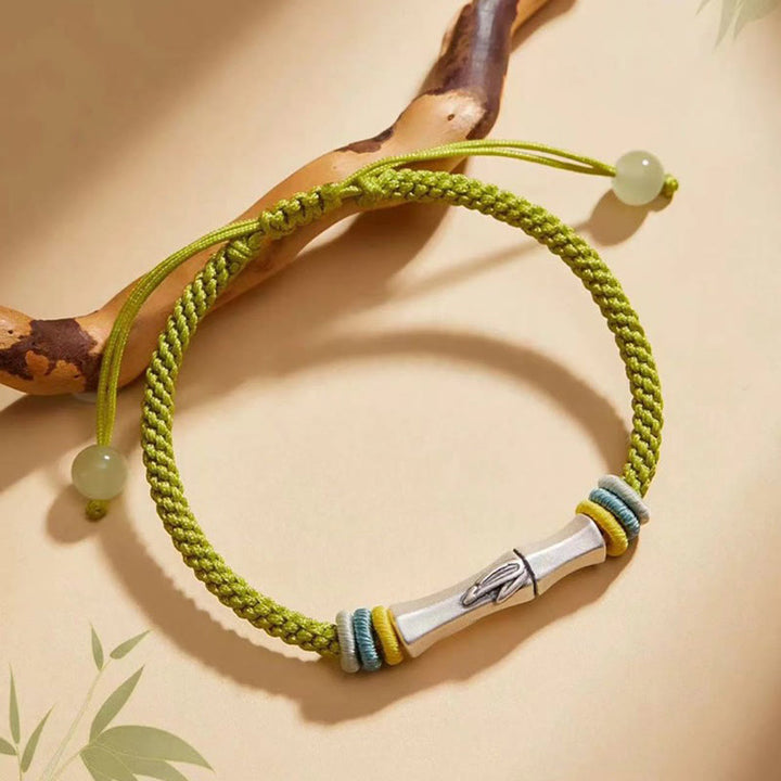 Bracciale Buddha Stones 999 Sterling Silver Red String Bamboo Enlightenment - image 2