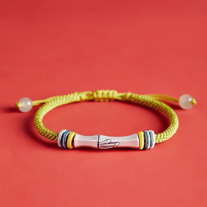 Bracciale Buddha Stones 999 Sterling Silver Red String Bamboo Enlightenment