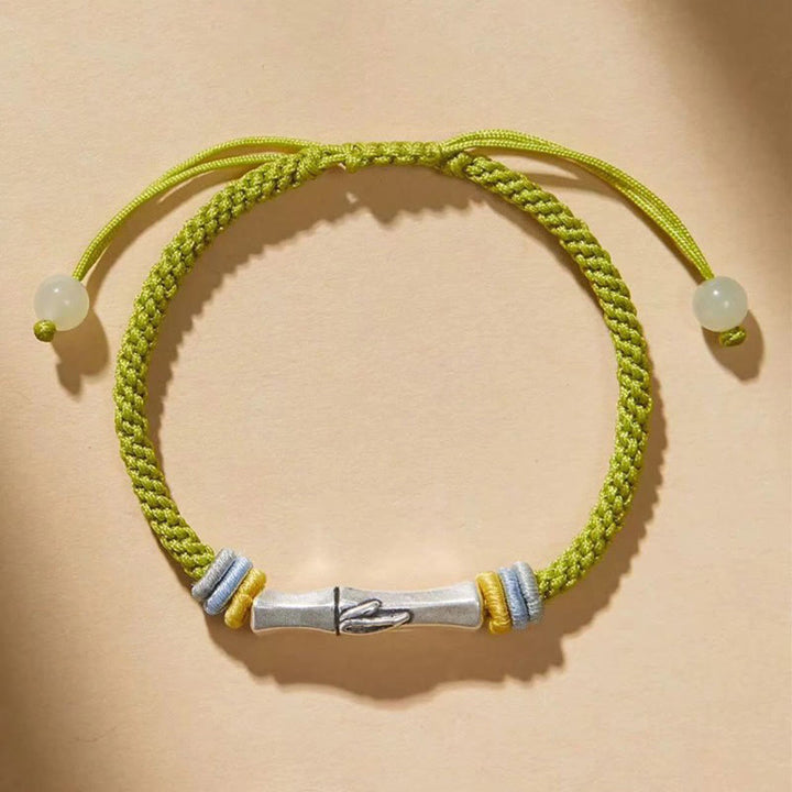 Bracciale Buddha Stones 999 Sterling Silver Red String Bamboo Enlightenment