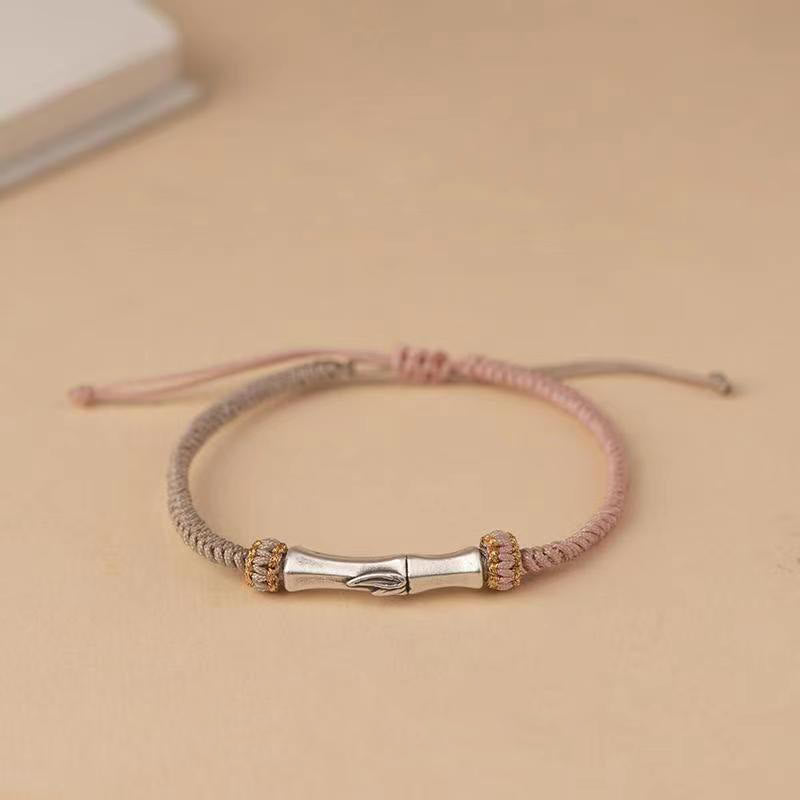 Bracciale intrecciato con protezione in bambù in argento sterling 925 Buddha Stones