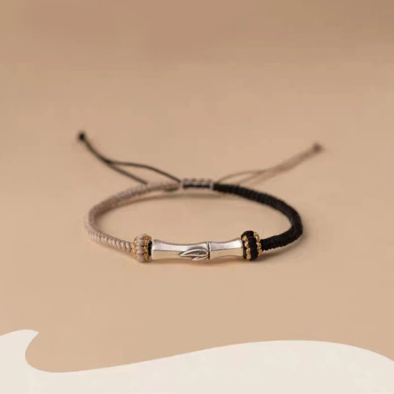 Bracciale intrecciato con protezione in bambù in argento sterling 925 Buddha Stones