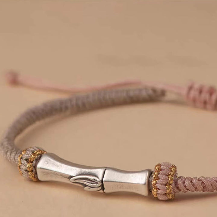 Bracciale intrecciato con protezione in bambù in argento sterling 925 Buddha Stones