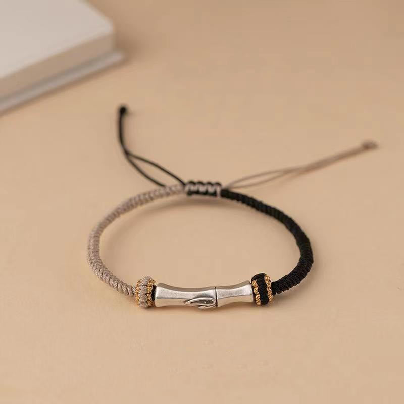 Bracciale intrecciato con protezione in bambù in argento sterling 925 Buddha Stones