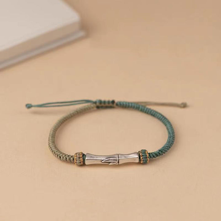 Bracciale intrecciato con protezione in bambù in argento sterling 925 Buddha Stones - Verde (circonferenza del polso 15-18 cm) - image 1