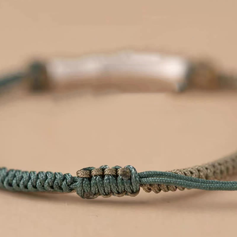 Bracciale intrecciato con protezione in bambù in argento sterling 925 Buddha Stones