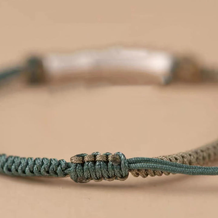 Bracciale intrecciato con protezione in bambù in argento sterling 925 Buddha Stones