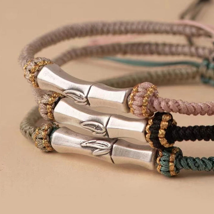 Bracciale intrecciato con protezione in bambù in argento sterling 925 Buddha Stones