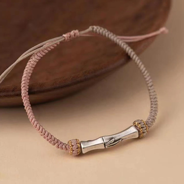 Bracciale intrecciato con protezione in bambù in argento sterling 925 Buddha Stones - image 7