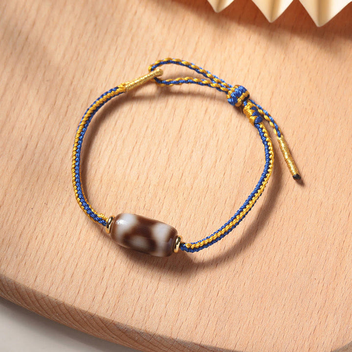 Braccialetto di perline Dzi tibetano a tre occhi Buddha Stones Luck Happiness