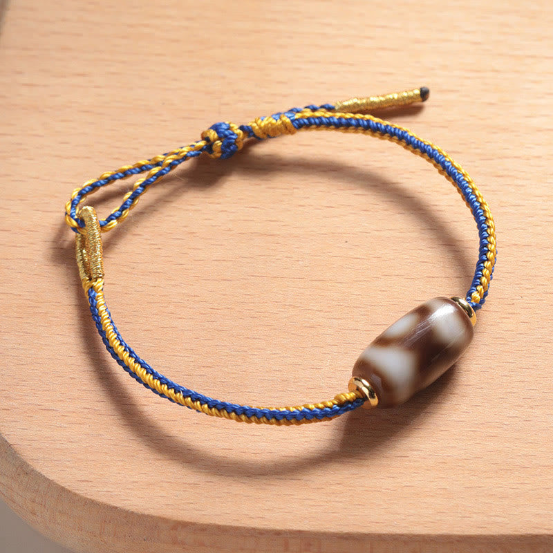 Braccialetto di perline Dzi tibetano a tre occhi Buddha Stones Luck Happiness