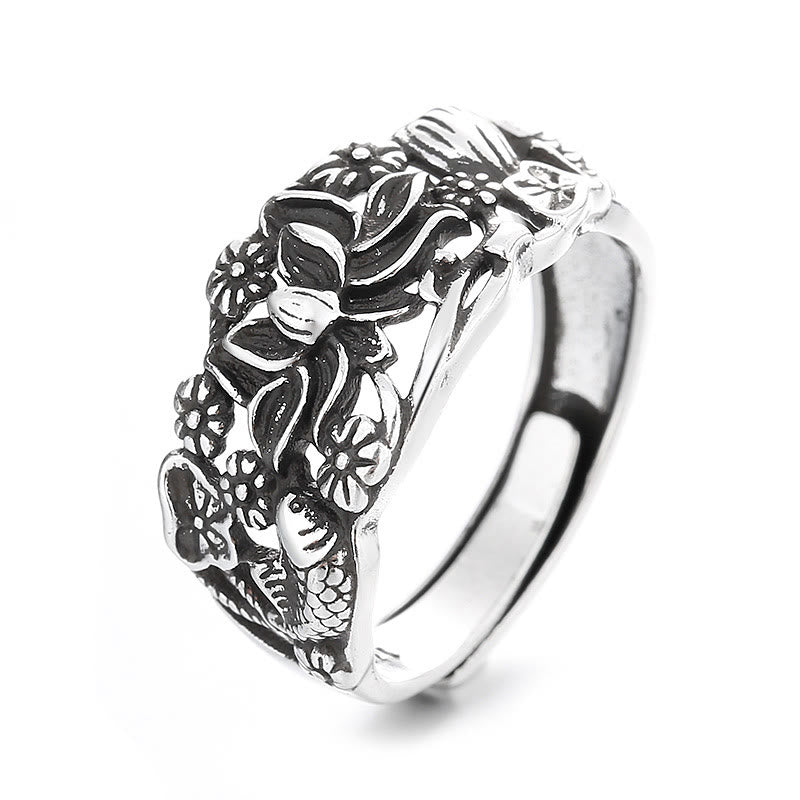 Anello dell'illuminazione con simbolo di loto e pesce koi Buddha Stones