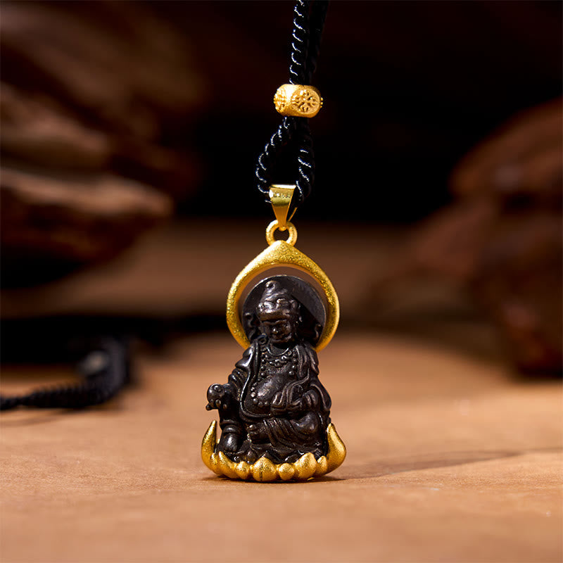 Buddha Stones Tibetano Giallo Jambhala Giallo Dio della Ricchezza Buddha Serenità Collana Pendente - Lega Gialla Jambhala (Dio Giallo della Ricchezza) - image 1