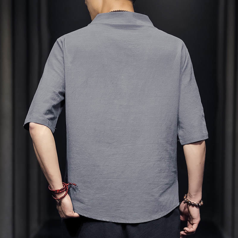 Camicia casual estiva a maniche corte in cotone con Buddha Stones, abbigliamento da uomo - image 19