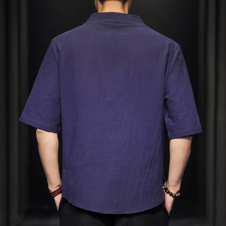 Camicia casual estiva a maniche corte in cotone con Buddha Stones, abbigliamento da uomo - image 27