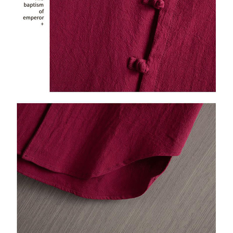 Camicia a maniche corte in cotone e lino con bottoni a rana, stile cinese, stile Buddha Stones - image 4