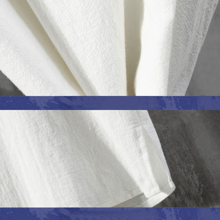 Buddha Stones Frog-Button Tinta Unita Cinese Tang Suit Mezza Manica Camicia Lino Abbigliamento Uomo - image 3