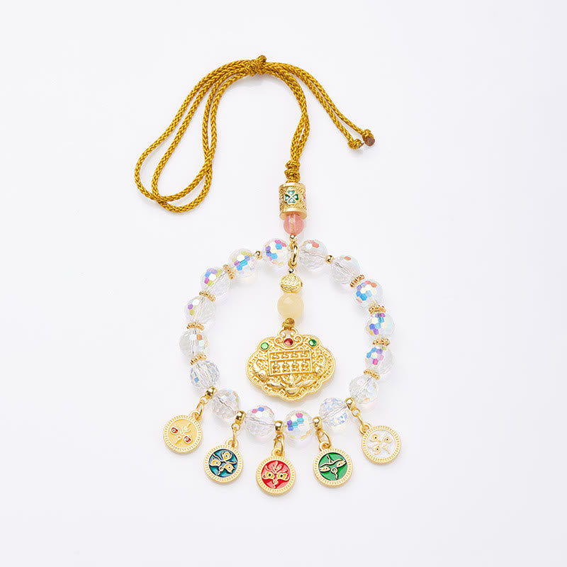 Buddha Stones Pesce Koi Fortunato Cinque Dei della Ricchezza Prosperità Decorazione Appesa