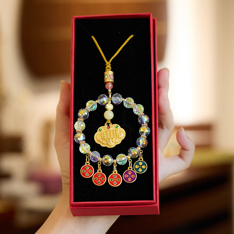 Buddha Stones Pesce Koi Fortunato Cinque Dei della Ricchezza Prosperità Decorazione Appesa