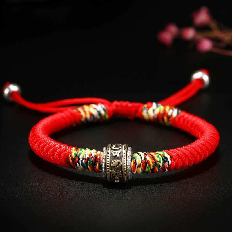 Braccialetto della fede con nodo di King Kong in argento sterling 925 con Buddha Stones Om Mani Padme Hum