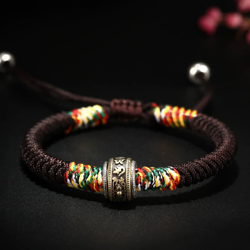Braccialetto della fede con nodo di King Kong in argento sterling 925 con Buddha Stones Om Mani Padme Hum