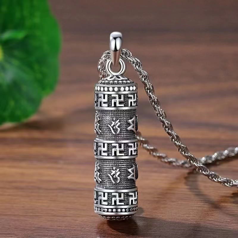 Buddha Stones Om Mani Padme Hum - Collana con ciondolo "Sei parole vere" (con catena intrecciata) - image 1