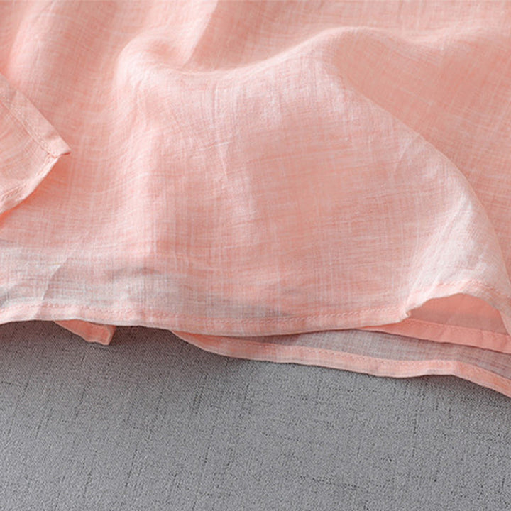 Camicia a maniche a tre quarti con doppio strato e bottoni a rana, tinta unita, con Buddha Stones. - image 19