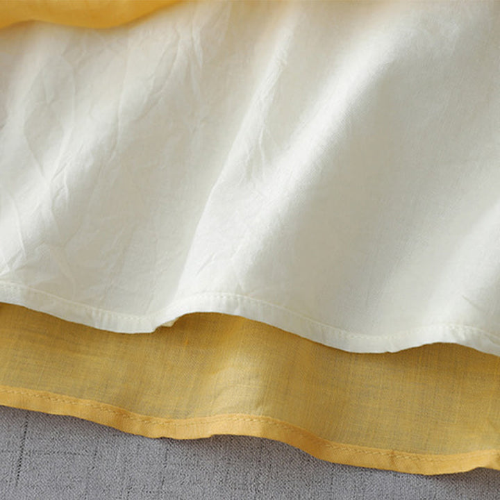 Camicia in cotone e lino a doppio strato con maniche a tre quarti, tinta unita, bottoni a rana, Buddha Stones - image 17